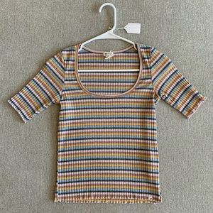 Billabong Multicolored Stripe Crop Top // Lettuce Trim (Size: M)